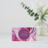 Chic Golden Logo Funkelnd & Lila Agate Glitzer Visitenkarte (Stehend Vorderseite)