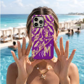 Chic Golden Marble lila Custom Monogram Initial Case-Mate iPhone Hülle
