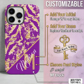 Chic Golden Marble lila Custom Monogram Initial Case-Mate iPhone Hülle
