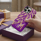 Chic Golden Marble lila Custom Monogram Initial Case-Mate iPhone Hülle