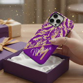 Chic Golden Marble lila Custom Monogram Initial Case-Mate iPhone Hülle