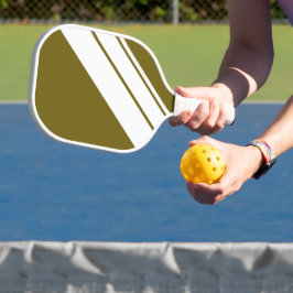 Chic Golden Olive White Diagonal Racing Streifen Pickleball Schläger