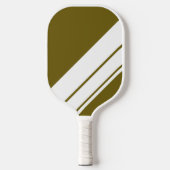 Chic Golden Olive White Diagonal Racing Streifen Pickleball Schläger (Vorderseite)