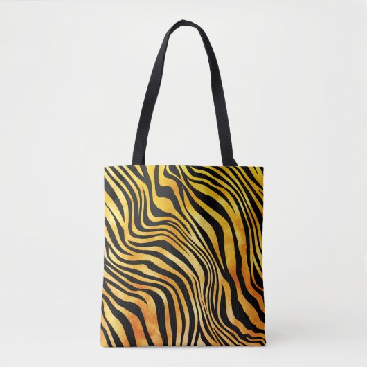 Chic Golden Orange Black Tiger Animal Print Tasche (Vorderseite)