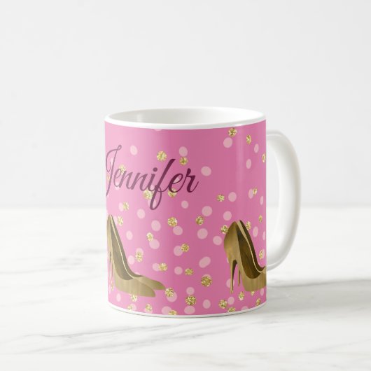 Chic Golden Stilettos Rosa Kaffeetasse (VorderseiteRechts)