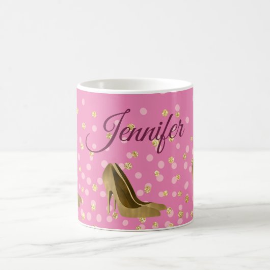 Chic Golden Stilettos Rosa  Kaffeetasse (Mittel)