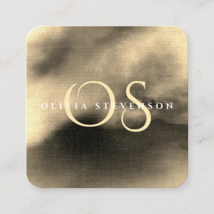 Chic Golden Watercolor Abstrakt Mit Monogramm Quadratische Visitenkarte