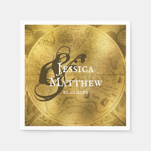 Chic Golden Wedding Serviette (Vorderseite)