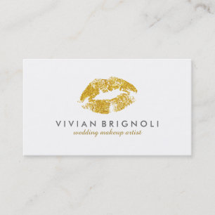 Chic goldene Glitter-Lippen Hochzeits-Make-up-Küns Visitenkarte