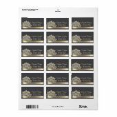Chic Goldene Lotusblume Grau Adressaufkleber (Vorne)