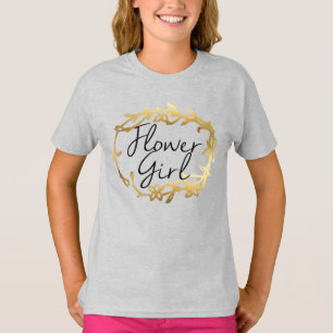 Chic-goldenes BlumenBlumen-Mädchen T-Shirt