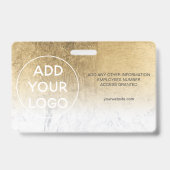 Chic Goldfolie Marmor Logo Logos Mitarbeiter Foto Ausweis (Rückseite)