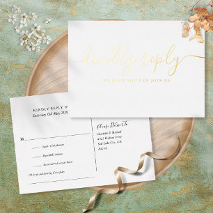 Chic Goldfolie Script Songwunsch RSVP Postkarte