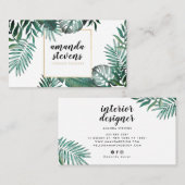 Chic Goldfolie weiß tropische grüne Wasserfarbe Visitenkarte (Vorne/Hinten)