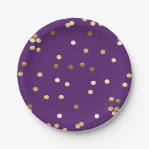 Chic-GoldfolieConfetti lila Pappteller