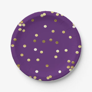Chic-GoldfolieConfetti lila Pappteller