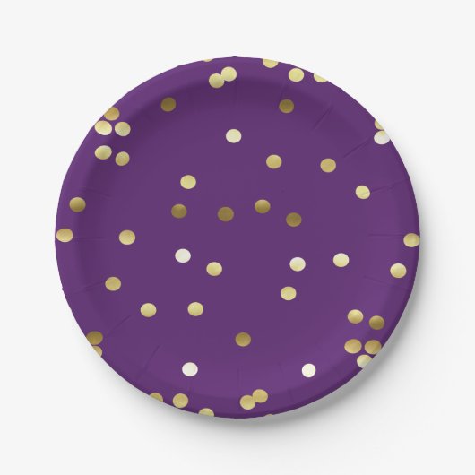 Chic-GoldfolieConfetti lila Pappteller (Vorderseite)