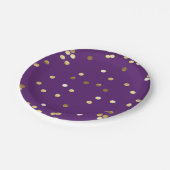 Chic-GoldfolieConfetti lila Pappteller (Schrägansicht)
