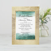 Chic goldgrün Aquarell Glitzer Brautparty Einladung (Stehend Vorderseite)