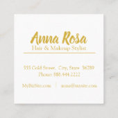 *~* Chic-Goldlila Girly Marmorierungmake-up Quadratische Visitenkarte (Rückseite)