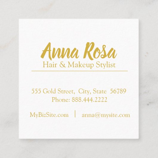 *~* Chic-Goldlila Girly Marmorierungmake-up Quadratische Visitenkarte (Rückseite)