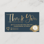 Chic goldpinsel Schriftart blauer Chic Reihenfolge Visitenkarte (Vorderseite)