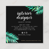 Chic Goldrahmen Aquarell tropische grüne Blätter Quadratische Visitenkarte (Rückseite)