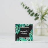 Chic Goldrahmen Aquarell tropische grüne Blätter Quadratische Visitenkarte (Stehend Vorderseite)