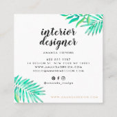 Chic Goldrahmen Aquarell tropische grüne Blätter Quadratische Visitenkarte (Rückseite)