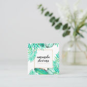Chic Goldrahmen Aquarell tropische grüne Blätter Quadratische Visitenkarte (Stehend Vorderseite)