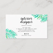 Chic Goldrahmen Aquarell tropische grüne Blätter Visitenkarte (Rückseite)