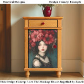 Chic Gothic Woman, Rote Blume Kronen CP5 Decoupage Seidenpapier