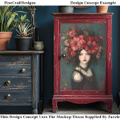 Chic Gothic Woman, Rote Blume Kronen CP5 Decoupage Seidenpapier