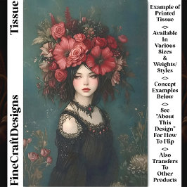 Chic Gothic Woman, Rote Blume Kronen CP5 Decoupage Seidenpapier