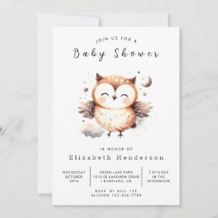 Chic Graceful Owl Baby Dusche Einladung