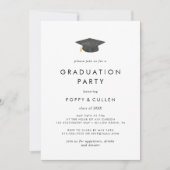 Chic Grad Cap Foto Double Graduation Party Einladung (Vorderseite)