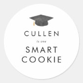 Chic Grad Cap One Smart Cookie Abschluss Gefallen Runder Aufkleber (Vorderseite)