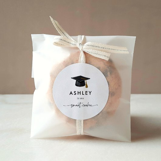 Chic Grad Cap One Smart Cookie Graduation Favor Runder Aufkleber