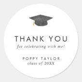Chic Grad Cap Vielen Dank Abschluss Gefallen Stick Runder Aufkleber (Vorderseite)