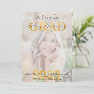Chic Grad Foto Overlay Gold Party Einladung