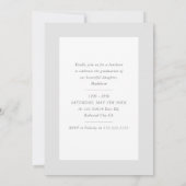 CHIC GRAD Modernes Foto Kontur Typ Overlay Schwarz Einladung (Rückseite)