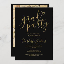 Chic Grad Party Gold Script Foto Graduation Party Einladung