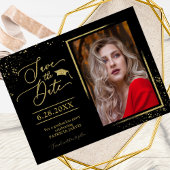 Chic Grad Party Save the Date Festivals Gold Glitz Postkarte