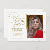 Chic Grad Party Save the Date Festivals Gold Glitz Postkarte (Vorne/Hinten)