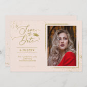 Chic Grad Party Save the Date Gold Glitzer Foto Einladung (Vorne/Hinten)