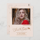 Chic Grad Party Save the Date Rose Gold Glitzer Postkarte (Vorne/Hinten)