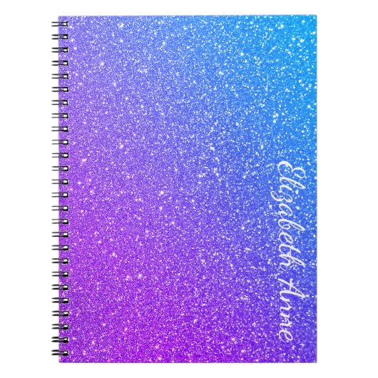 Chic Gradient Glitzer Personalisiert mit Name Notizblock (Vorderseite)