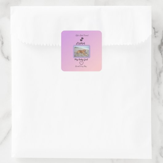 Chic Gradient Pawprint Keepsake Quadratischer Aufkleber (Tasche)