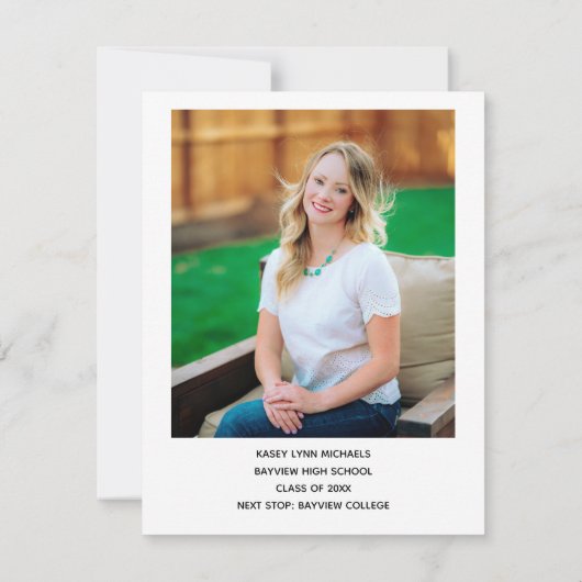 Chic Graduate 2025 Senior Full Foto Abschluss Ankündigung (Rückseite)