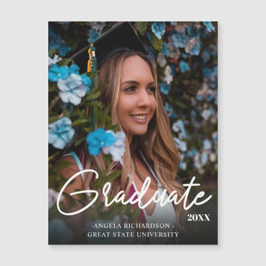 Chic Graduate 2 & Foto Abschluss Magnet Dunkler (Vorderseite)